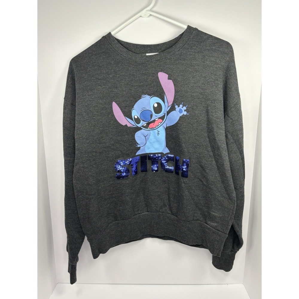 Disney Lilo Stitch‎ Sequin Graphic Sweatshirt Gray JT22146 Small
